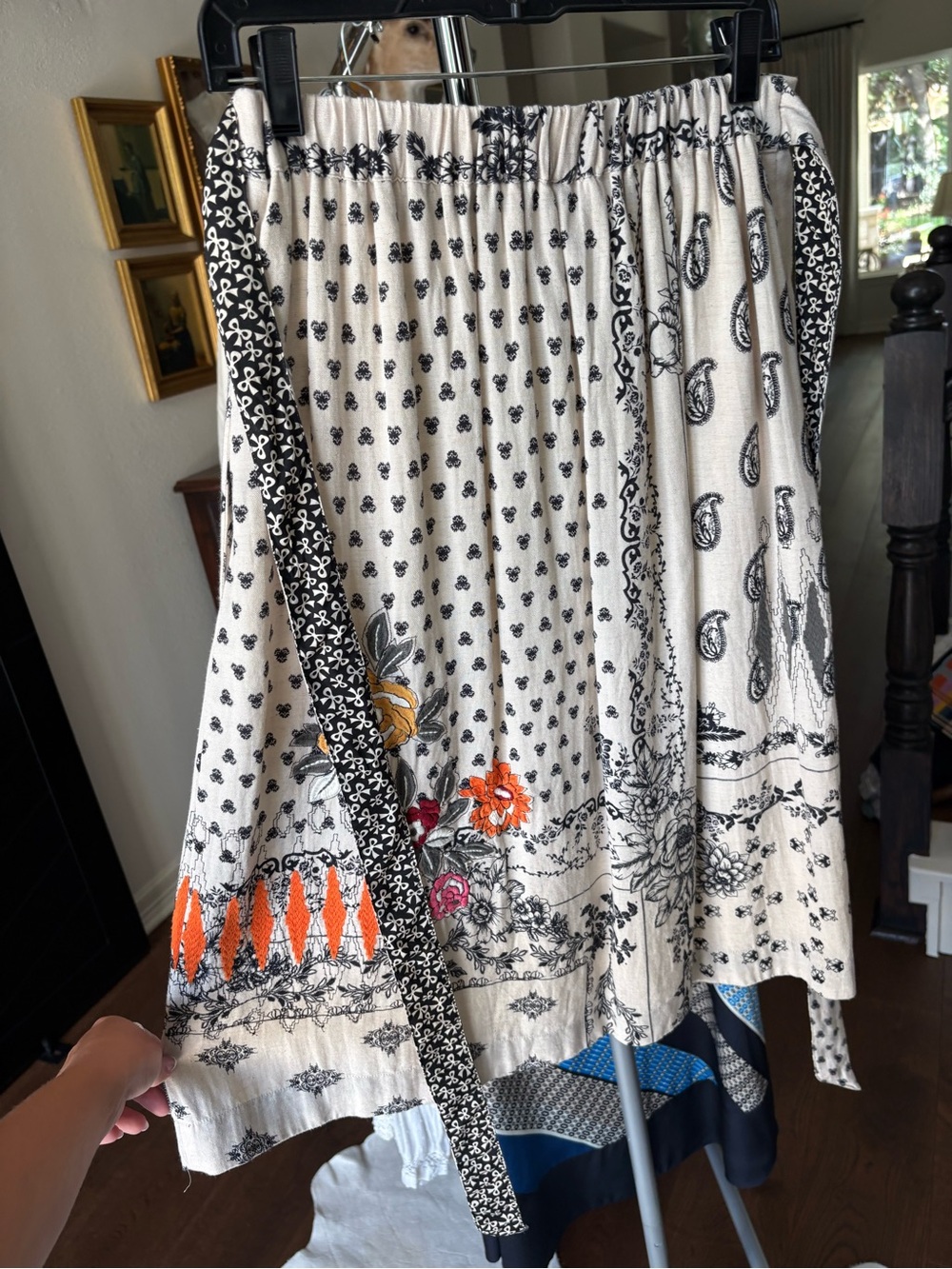 Vineet Bahl Cream Skirt with Black Floral Print